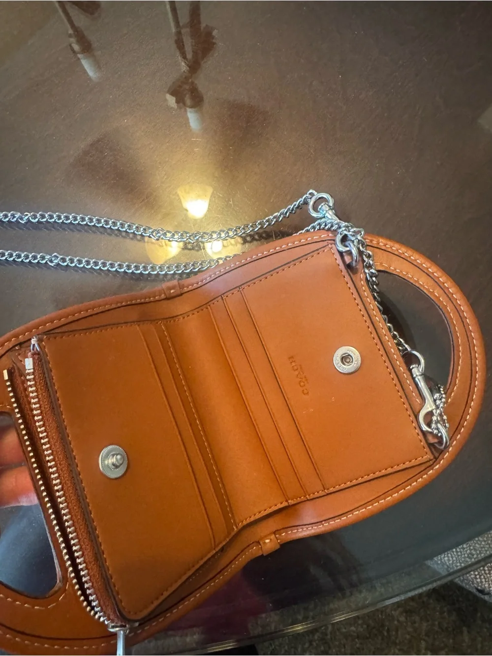 Coach Crystal Signature Jacquard Top Handle Card Holder
